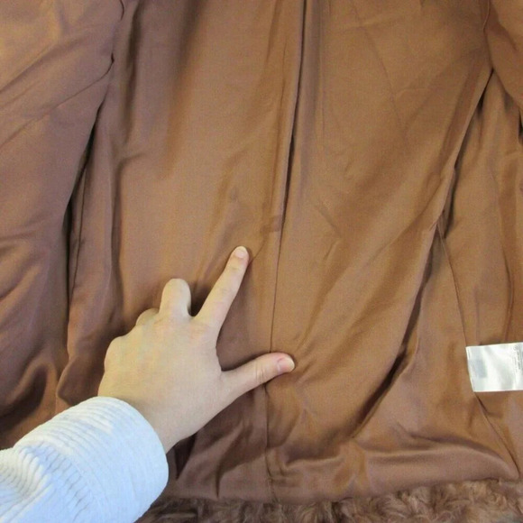 Vince Womens Plush Faux Fur Jacket Blazer S Pink Brown Blazer Coat Oversized 778 - Picture 7 of 14